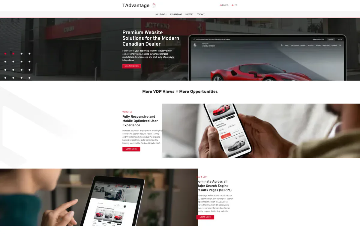 The tadvantage.ca home page, top to bottom